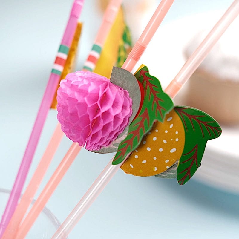 50 Mini Tropical Fruit Disposable Plastic Drinking Straws - Assorted STRAW_PLST02_FRUT