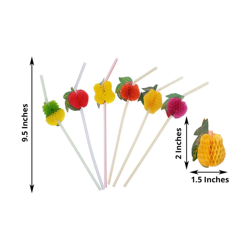 50 Mini Tropical Fruit Disposable Plastic Drinking Straws - Assorted STRAW_PLST02_FRUT