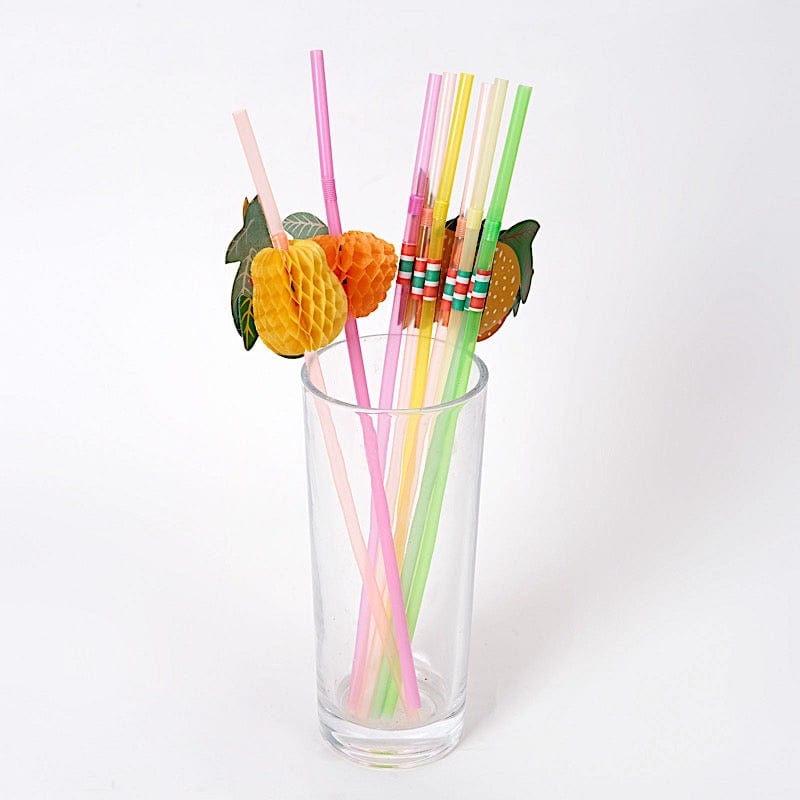 50 Mini Tropical Fruit Disposable Plastic Drinking Straws - Assorted STRAW_PLST02_FRUT