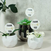 50 Natural 5.5" Bamboo Round Thank You Tag Sustainable Skewers Picks - White DSP_BIRC_P014