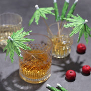 50 Natural Bamboo 6" Sustainable Skewers Picks with Leaf Parasol Design - Green DSP_BIRC_P017