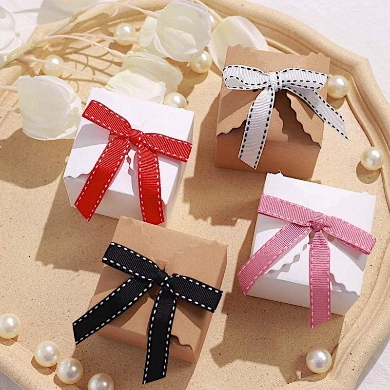 50 pcs 3" Pre Tied Grosgrain Ribbon Stitched Twist Tie Bows