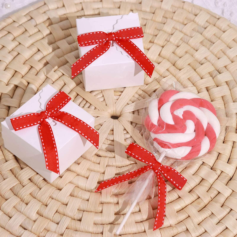 50 pcs 3" Pre Tied Grosgrain Ribbon Stitched Twist Tie Bows