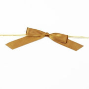 50 pcs 3" Pre Tied Satin Ribbon Twist Tie Bows RIB_BOW_STN02_GOLD