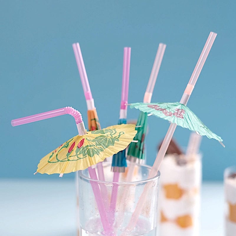 50 pcs Mini Umbrella Party Plastic Straws - Assorted STRAW_PLST01_UMB