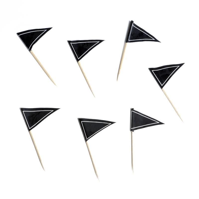 50 pcs Pennant Flag Toothpicks - Disposable Tableware FAV_FLAG01_BLK