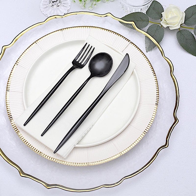 50 pcs Plastic Cutlery Spoon Fork Knife Set - Disposable Tableware
