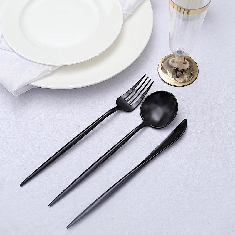 50 pcs Plastic Cutlery Spoon Fork Knife Set - Disposable Tableware