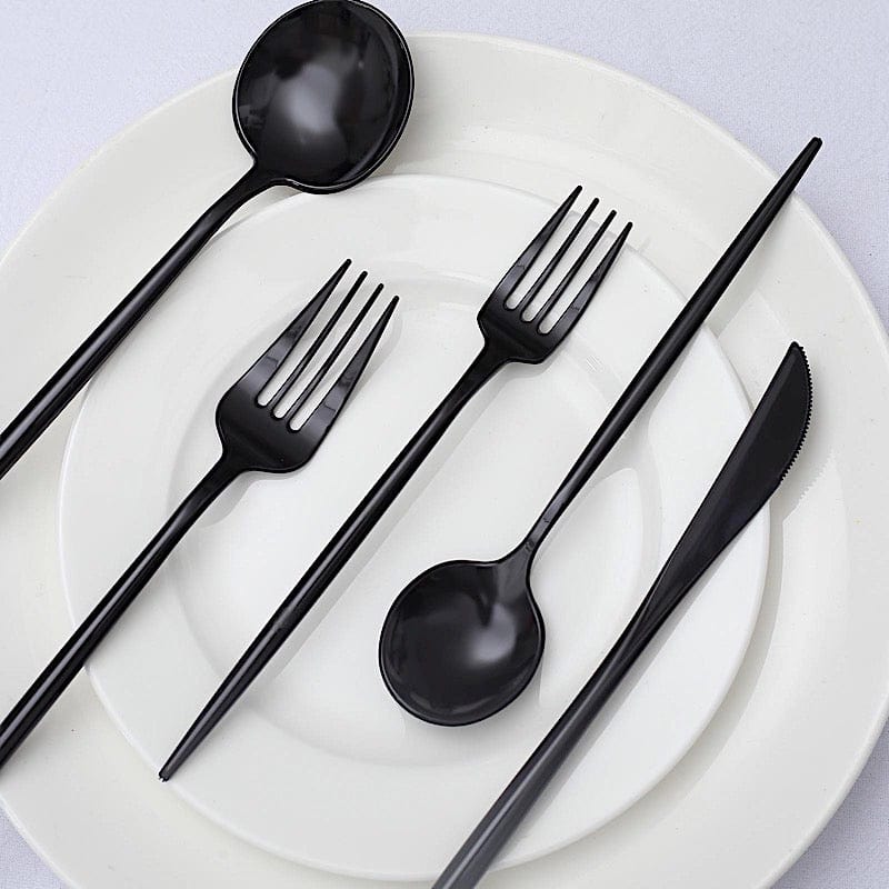 50 pcs Plastic Cutlery Spoon Fork Knife Set - Disposable Tableware