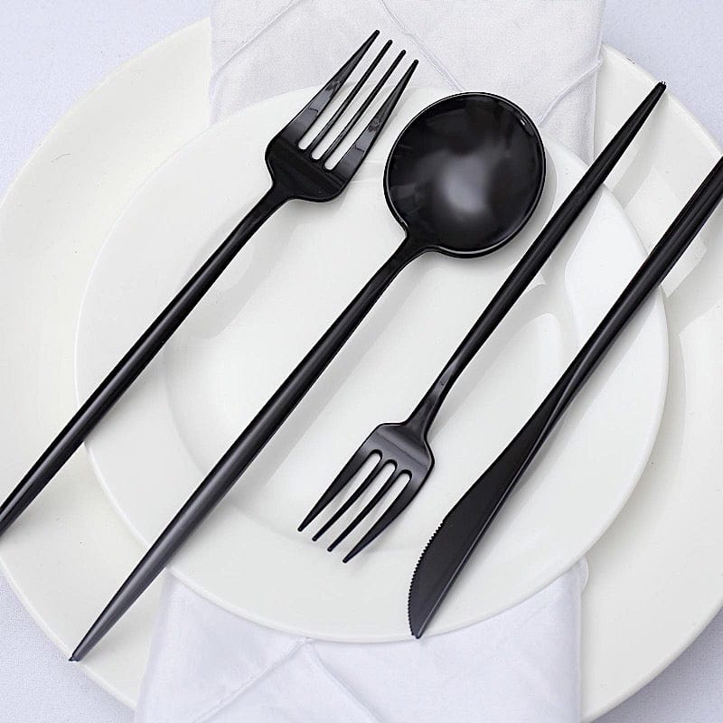 50 pcs Plastic Cutlery Spoon Fork Knife Set - Disposable Tableware