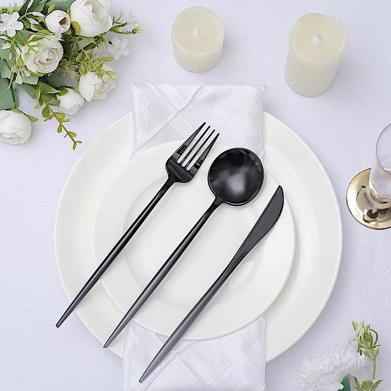50 pcs Plastic Cutlery Spoon Fork Knife Set - Disposable Tableware