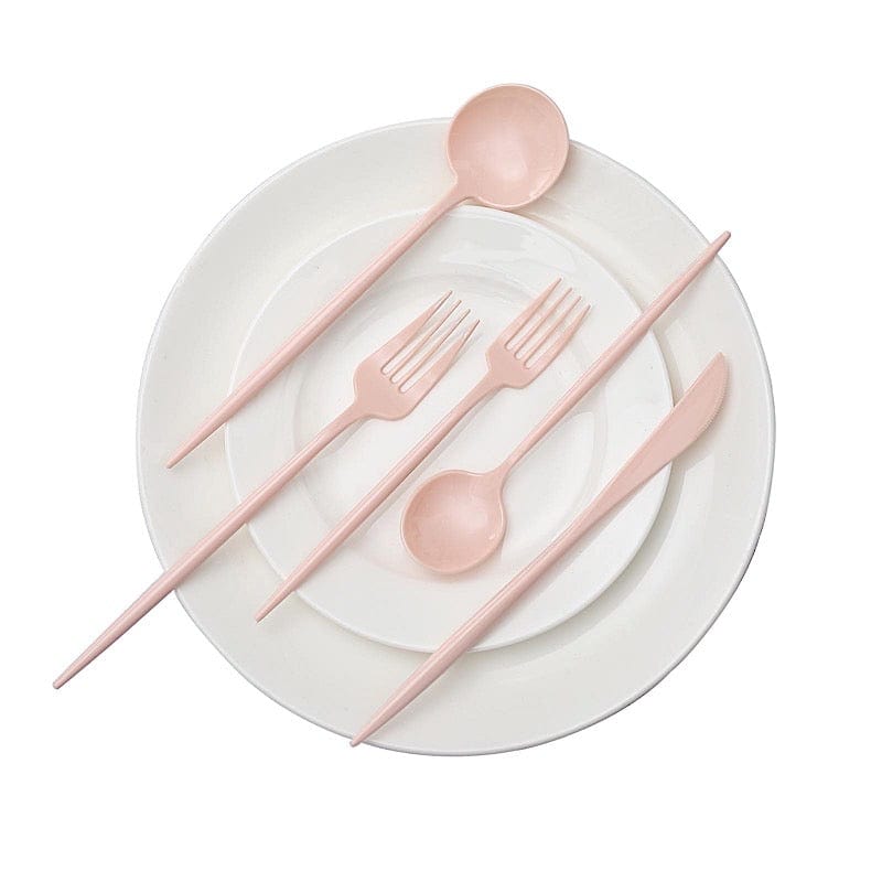 50 pcs Plastic Cutlery Spoon Fork Knife Set - Disposable Tableware