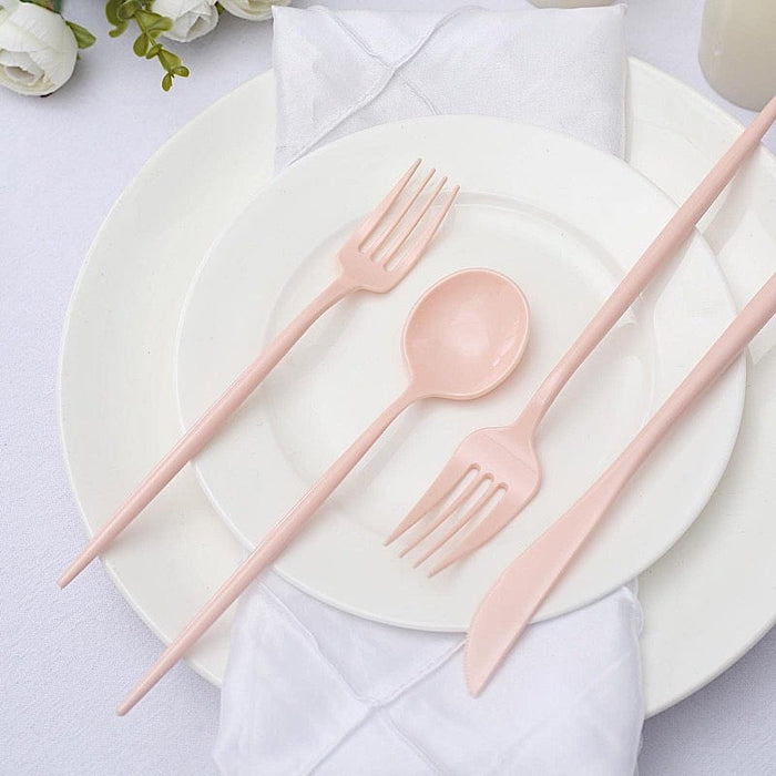 50 pcs Plastic Cutlery Spoon Fork Knife Set - Disposable Tableware