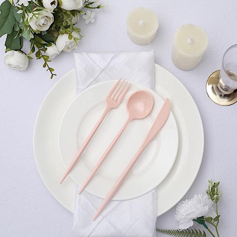 50 pcs Plastic Cutlery Spoon Fork Knife Set - Disposable Tableware