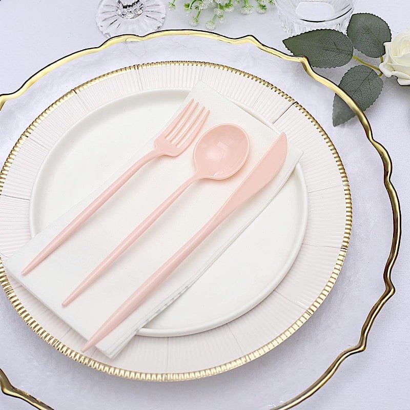 50 pcs Plastic Cutlery Spoon Fork Knife Set - Disposable Tableware