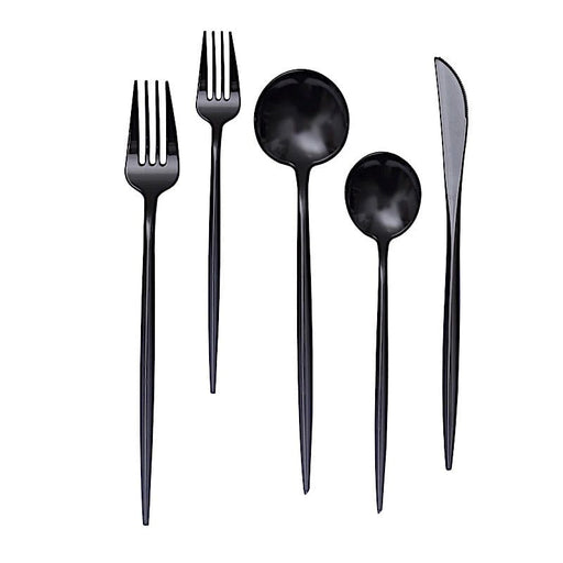 50 pcs Plastic Cutlery Spoon Fork Knife Set - Disposable Tableware DSP_YY0012A_BLK
