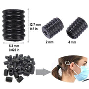 50 pcs Silicon Buckles Face Masks Earloop Adjuster Protective Covers - Black CARE_CLIP