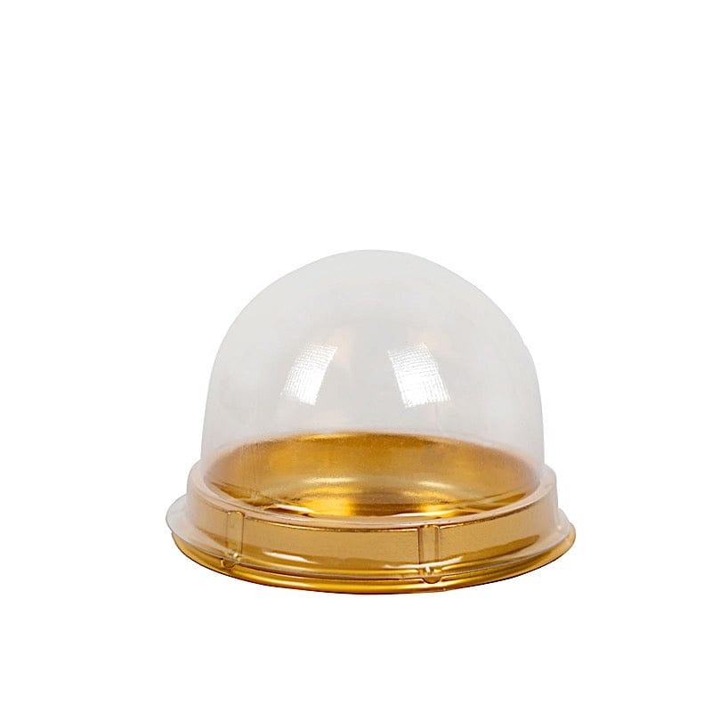 50 Round 3" Mini Cupcake Boxes with Dome Plastic Favor Holders - Gold and Clear PLTC_FIL_029R_GOLD