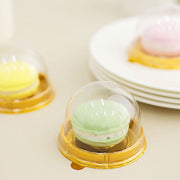 50 Round 3" Mini Cupcake Boxes with Dome Plastic Favor Holders - Gold and Clear PLTC_FIL_029R_GOLD