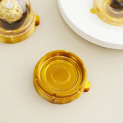 50 Round 3" Mini Cupcake Boxes with Dome Plastic Favor Holders - Gold and Clear PLTC_FIL_029R_GOLD