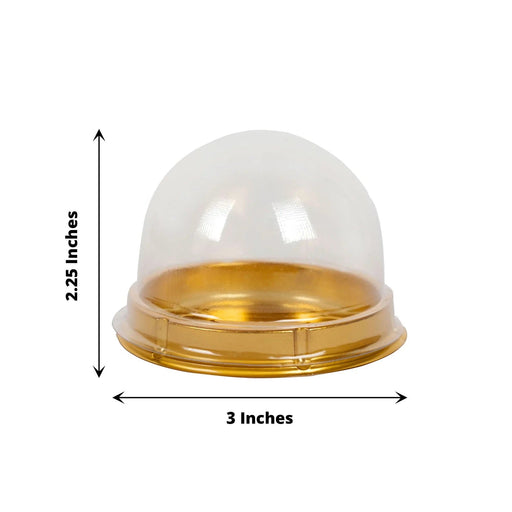 50 Round 3" Mini Cupcake Boxes with Dome Plastic Favor Holders - Gold and Clear PLTC_FIL_029R_GOLD
