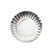 50 Round Metallic Paper Dessert Plates with Scalloped Rim - Disposable Tableware