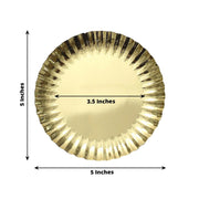 50 Round Metallic Paper Dessert Plates with Scalloped Rim - Disposable Tableware