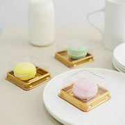 50 Square 3" Mini Cupcake Boxes with Dome Plastic Favor Holders - Gold and Clear PLTC_FIL_029S_GOLD