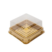 50 Square 3" Mini Cupcake Boxes with Dome Plastic Favor Holders - Gold and Clear PLTC_FIL_029S_GOLD