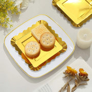50 Square 5" Gold Paper Dessert Plates with Scalloped Rim - Disposable Tableware DSP_PPS0019_5_GOLD