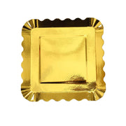 50 Square 5" Gold Paper Dessert Plates with Scalloped Rim - Disposable Tableware DSP_PPS0019_5_GOLD