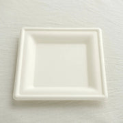 50 Square 6" White Bagasse Sustainable Salad Plates - Disposable Tableware DSP_PPS0012_6_WHT