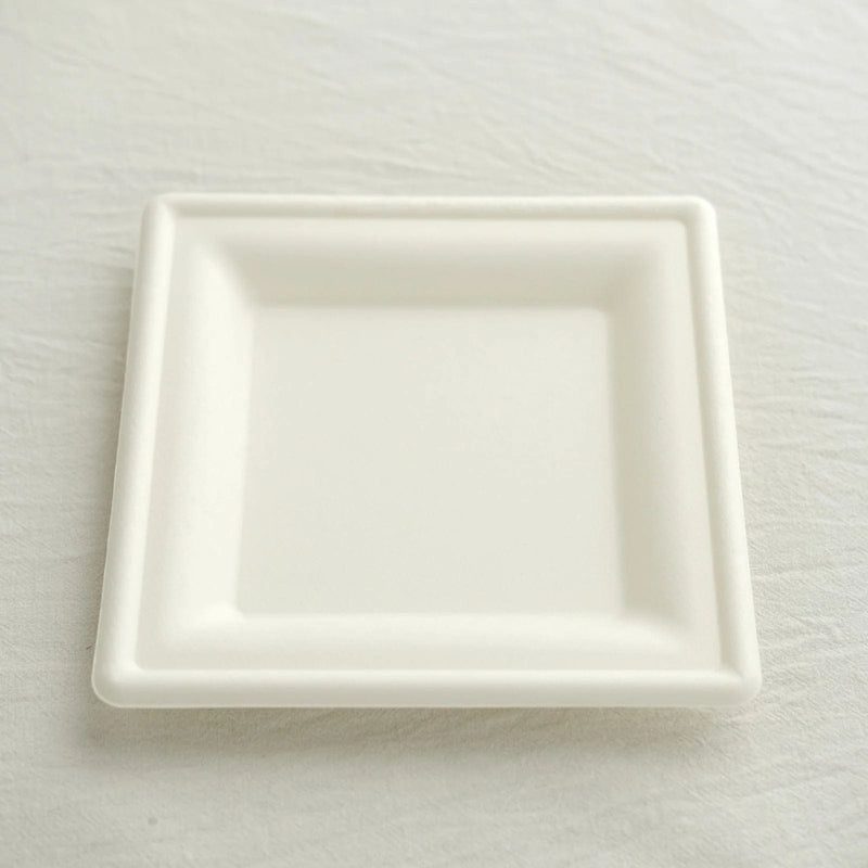 50 Square 6" White Bagasse Sustainable Salad Plates - Disposable Tableware DSP_PPS0012_6_WHT