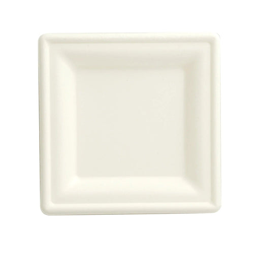 50 Square 6" White Bagasse Sustainable Salad Plates - Disposable Tableware DSP_PPS0012_6_WHT