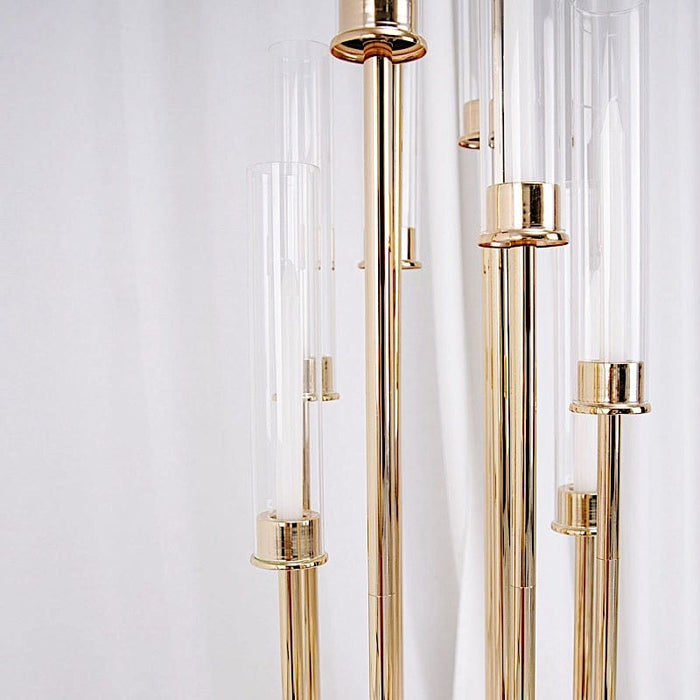 50" tall Candelabra Candle Holder Centerpiece with Glass CHDLR_CAND_030_10_GOLD