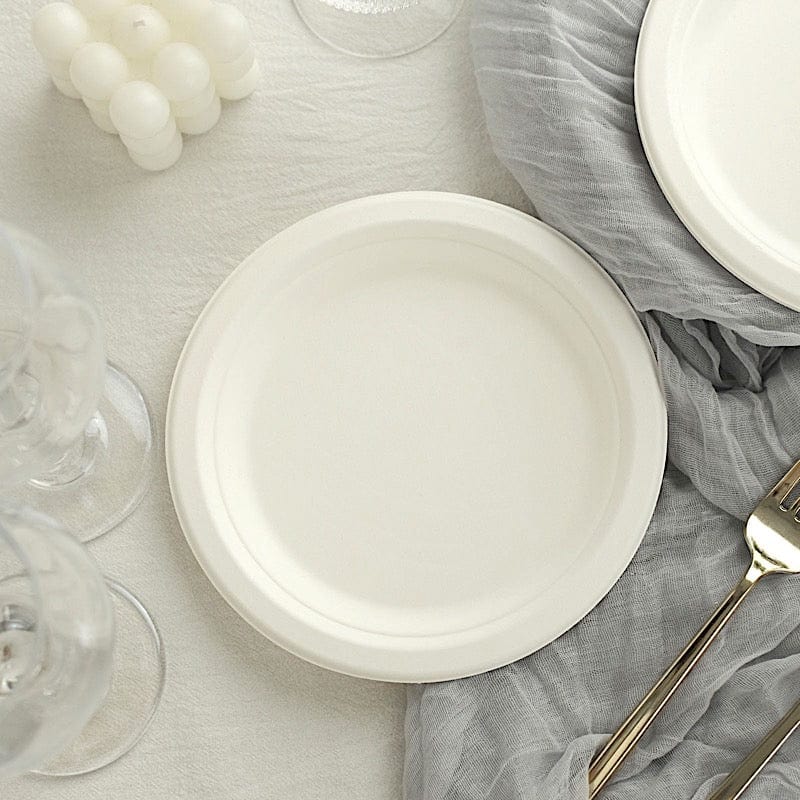 50 White Round Salad Plates - Disposable Tableware