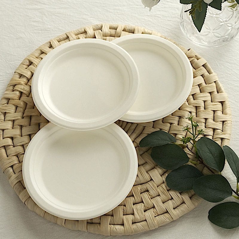 50 White Round Salad Plates - Disposable Tableware