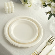 50 White Round Salad Plates - Disposable Tableware