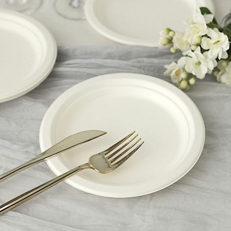 50 White Round Salad Plates - Disposable Tableware