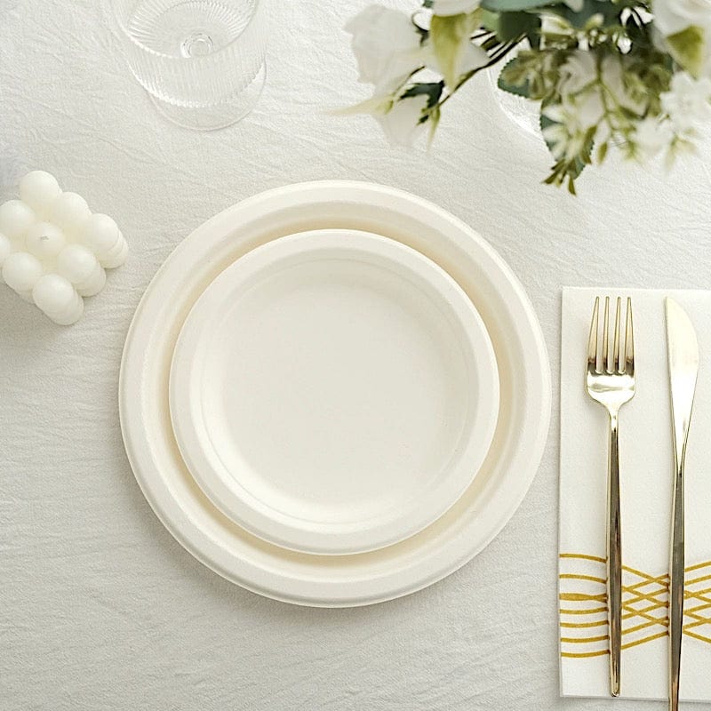 50 White Round Salad Plates - Disposable Tableware