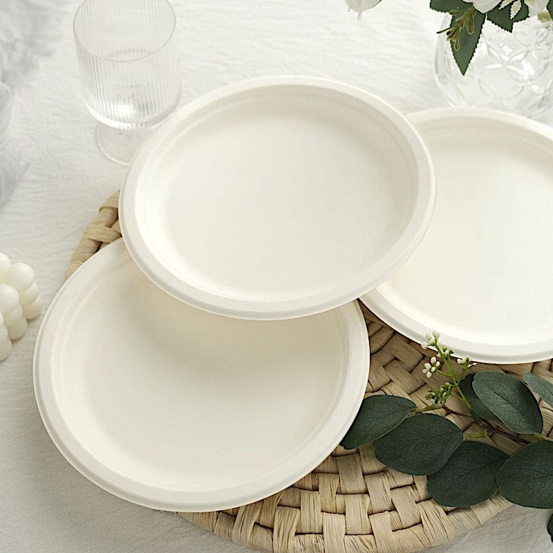 50 White Round Salad Plates - Disposable Tableware