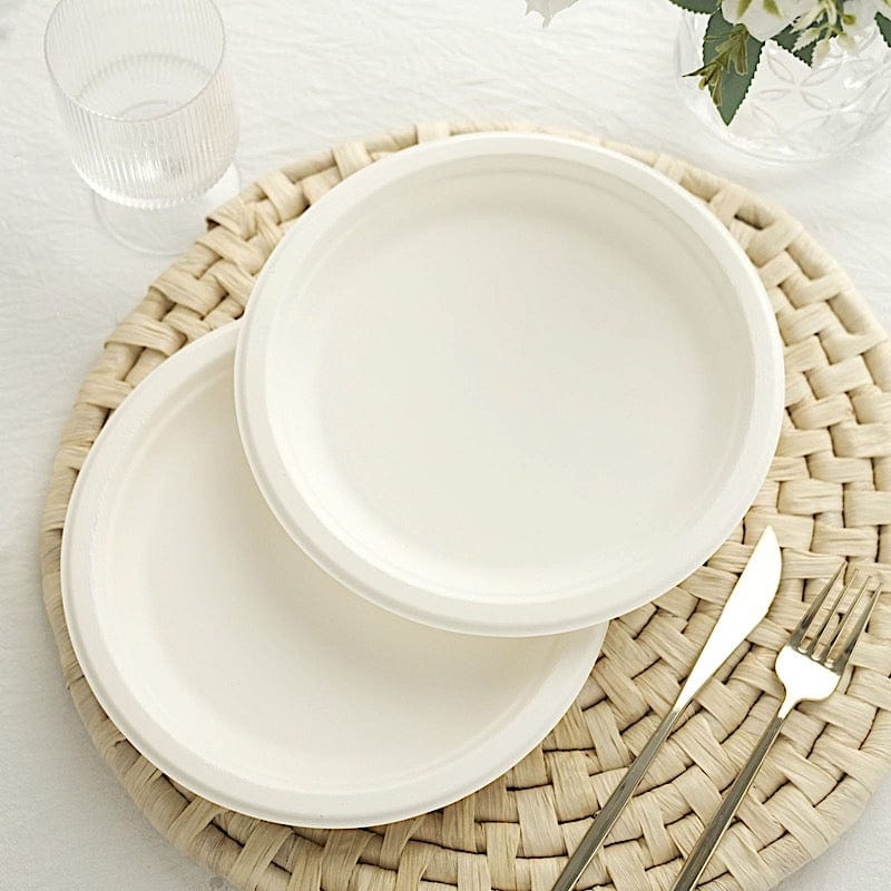 50 White Round Salad Plates - Disposable Tableware