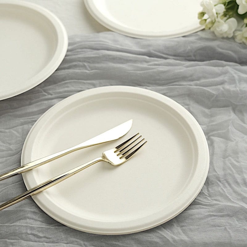 50 White Round Salad Plates - Disposable Tableware