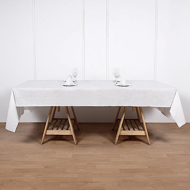 50" x 108" Rectangular Disposable Airlaid Paper Tablecloth - White TAB_DSP_001_50108_WHT