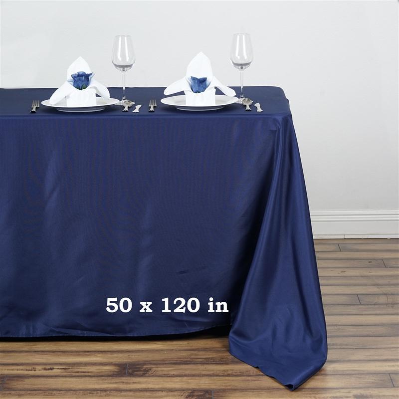 50" x 120" Polyester Rectangular Tablecloth - Navy Blue TAB_50120_NAVY_POLY