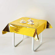 50" x 50" Square Metallic Disposable Plastic Tablecloth - Gold TAB_FOL_01_50X50_GOLD