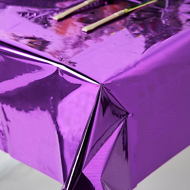 50" x 50" Square Metallic Disposable Plastic Tablecloth - Purple TAB_FOL_01_50X50_PURP