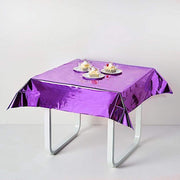 50" x 50" Square Metallic Disposable Plastic Tablecloth - Purple TAB_FOL_01_50X50_PURP