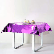 50" x 50" Square Metallic Disposable Plastic Tablecloth - Purple TAB_FOL_01_50X50_PURP