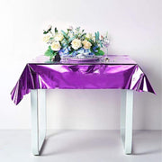 50" x 50" Square Metallic Disposable Plastic Tablecloth - Purple TAB_FOL_01_50X50_PURP